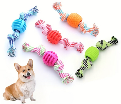 PawPlay™ Rope & Rubber Chew Ball – Tug, Fetch & Dental Fun for Dogs!