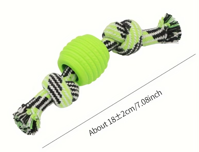 PawPlay™ Rope & Rubber Chew Ball – Tug, Fetch & Dental Fun for Dogs!