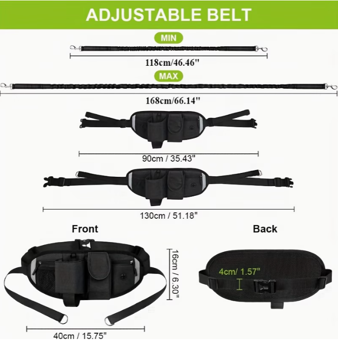 Hands-Free Happy Tails™ Dual Dog Waist Leash