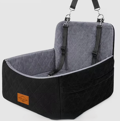 Pet car seat in grey and black