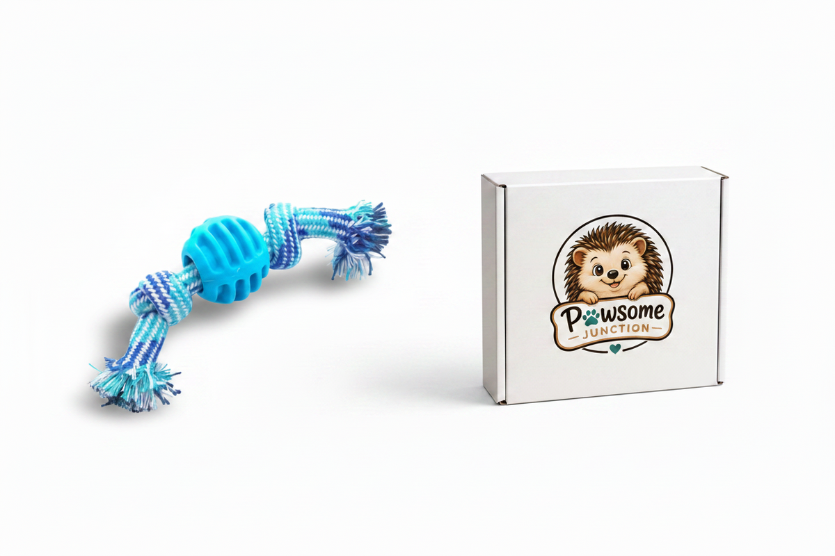PawPlay™ Rope & Rubber Chew Ball – Tug, Fetch & Dental Fun for Dogs!